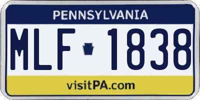 PA license plate MLF1838