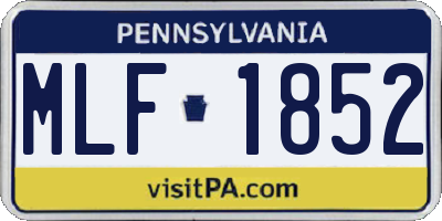 PA license plate MLF1852