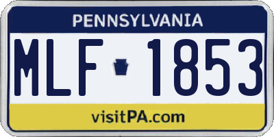 PA license plate MLF1853