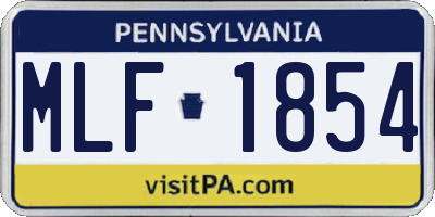 PA license plate MLF1854