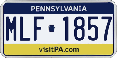 PA license plate MLF1857