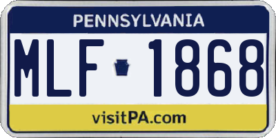 PA license plate MLF1868