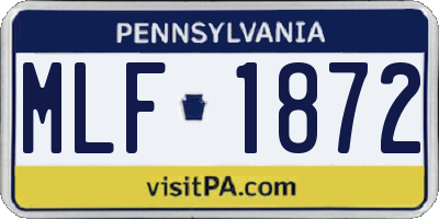PA license plate MLF1872