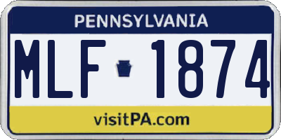 PA license plate MLF1874