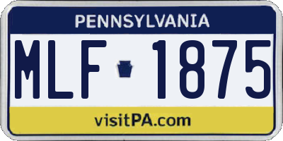 PA license plate MLF1875
