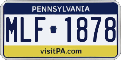 PA license plate MLF1878