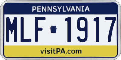 PA license plate MLF1917