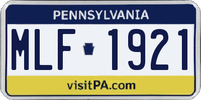 PA license plate MLF1921