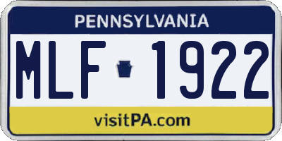 PA license plate MLF1922