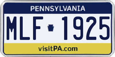 PA license plate MLF1925
