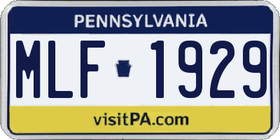 PA license plate MLF1929