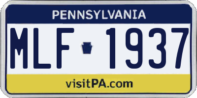 PA license plate MLF1937