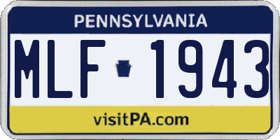 PA license plate MLF1943