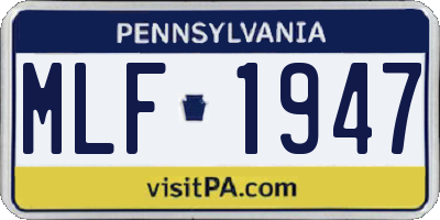 PA license plate MLF1947