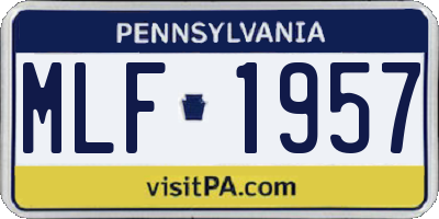 PA license plate MLF1957