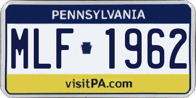 PA license plate MLF1962