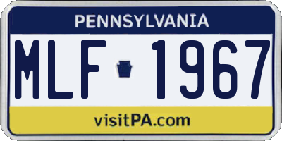 PA license plate MLF1967
