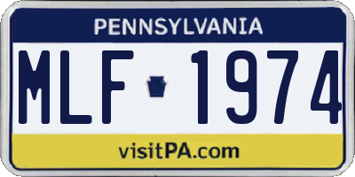 PA license plate MLF1974