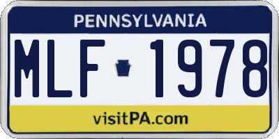 PA license plate MLF1978