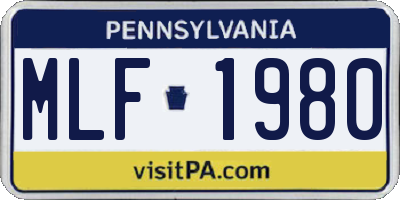 PA license plate MLF1980