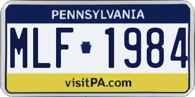 PA license plate MLF1984