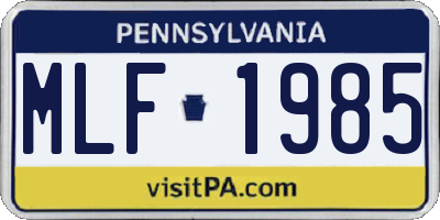 PA license plate MLF1985