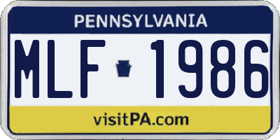 PA license plate MLF1986
