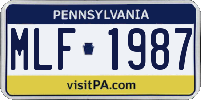 PA license plate MLF1987