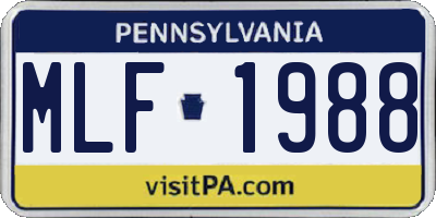 PA license plate MLF1988