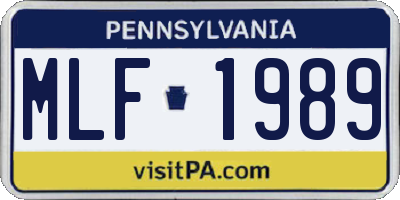 PA license plate MLF1989