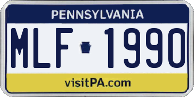 PA license plate MLF1990