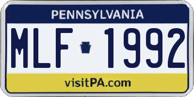 PA license plate MLF1992