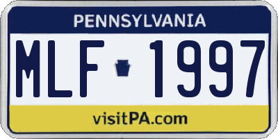 PA license plate MLF1997