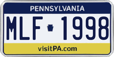 PA license plate MLF1998