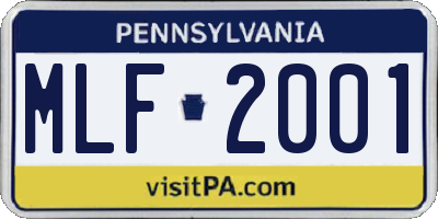 PA license plate MLF2001