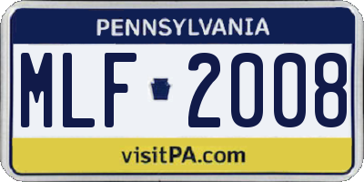 PA license plate MLF2008