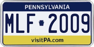 PA license plate MLF2009