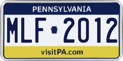 PA license plate MLF2012