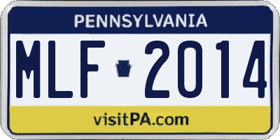 PA license plate MLF2014
