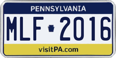 PA license plate MLF2016