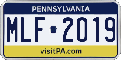 PA license plate MLF2019