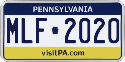 PA license plate MLF2020