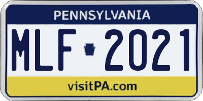 PA license plate MLF2021
