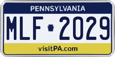 PA license plate MLF2029