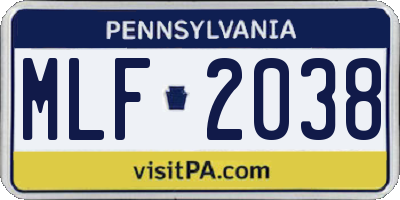 PA license plate MLF2038