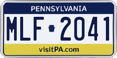 PA license plate MLF2041
