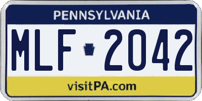 PA license plate MLF2042