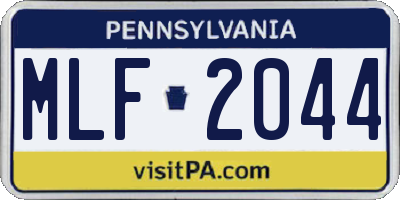 PA license plate MLF2044