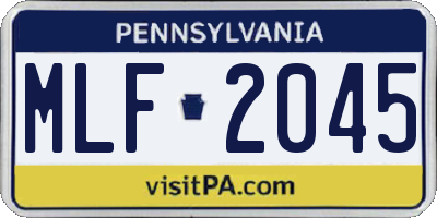 PA license plate MLF2045