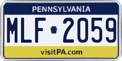 PA license plate MLF2059